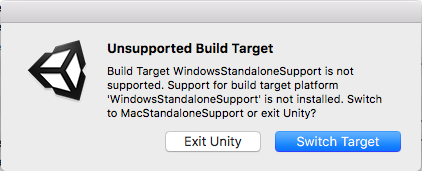 Popup message about the build target