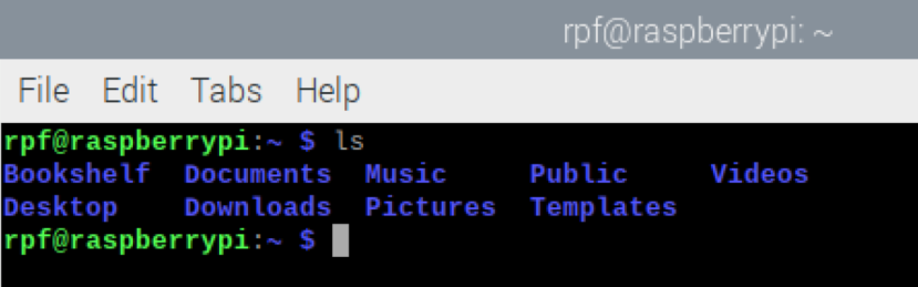 The terminal showing a list of files and subdirectories