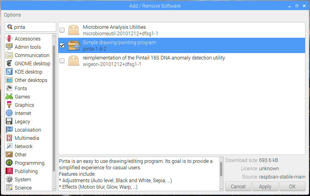 Pinta Raspberry Pi pinta install