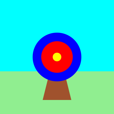 The output area with the target and stand.